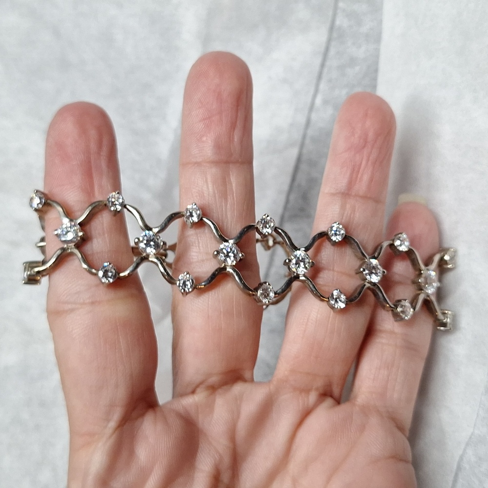 Vintage Cubic Zirconia 925 Silver Bracelet - Picture 3 of 7